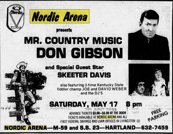 Nordic Ice Arena - May 1975 Don Gibson Concert